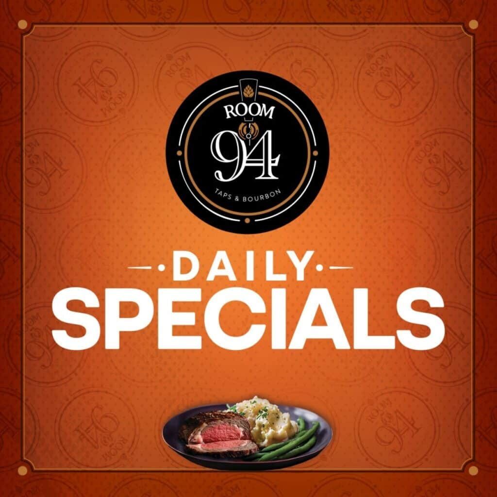Odawa Casino daily specials promotion with steak and mashed potatoes.