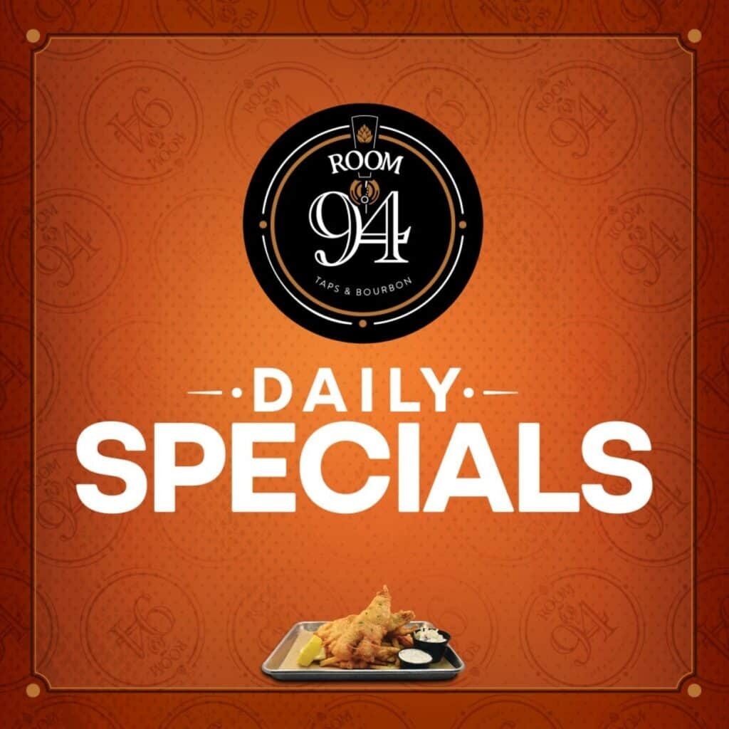 Odawa Casino daily specials poster with food image and logo.