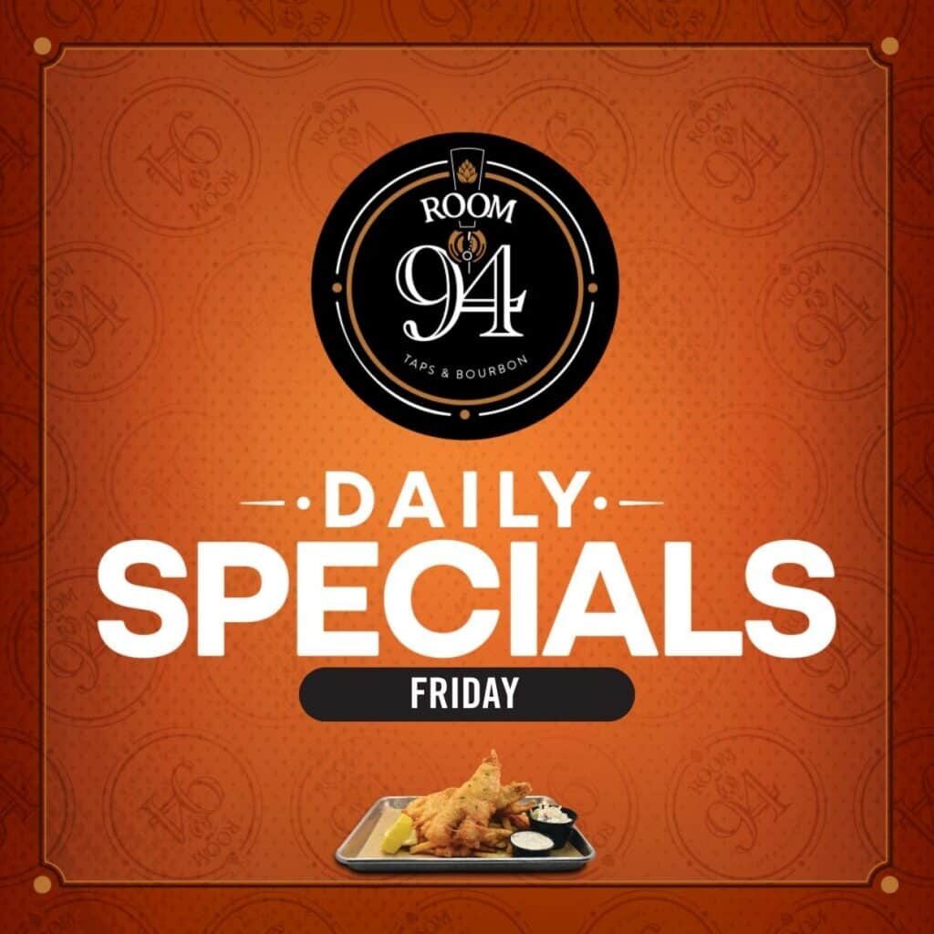 Odawa Casino & Resort daily specials banner with food image and Friday promotion.