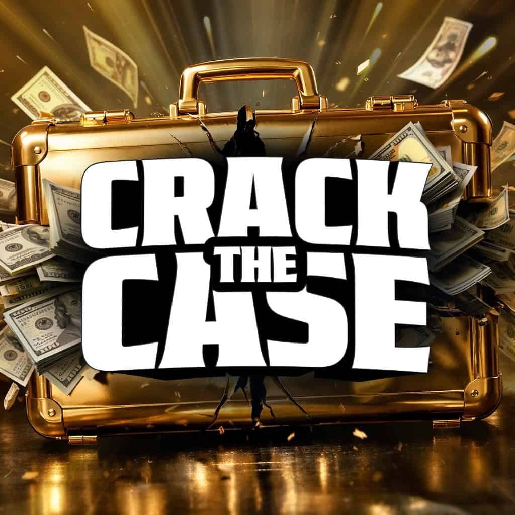 Gold briefcase overflowing with cash and the text "Crack the Case" for Odawa Casino promotion.