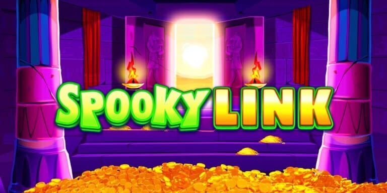 Colorful spooky-themed casino slot game with gold coins and glowing symbols.