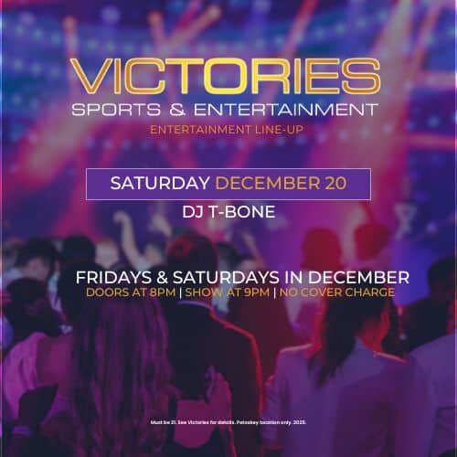 Vibrant music event at Odawa Casino Resort with live DJ T-Bone and December shows.