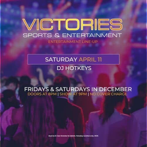 Victories Sports & Entertainment event poster with concert details at Odawa Casino & Resort.