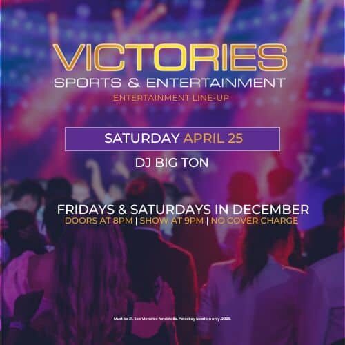 Victories Sports & Entertainment event poster with upcoming shows at Odawa Casino & Resort.