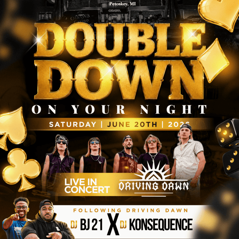 Odawa Casino & Resort hosts Double Down Night with live concert and DJ performances in Petoskey, MI.