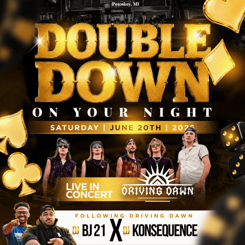 Odawa Casino & Resort hosts Double Down Night with live concert and DJ performances in Petoskey, MI.
