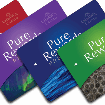 Red Odawa Casino rewards card with fire design, highlighting loyalty rewards.